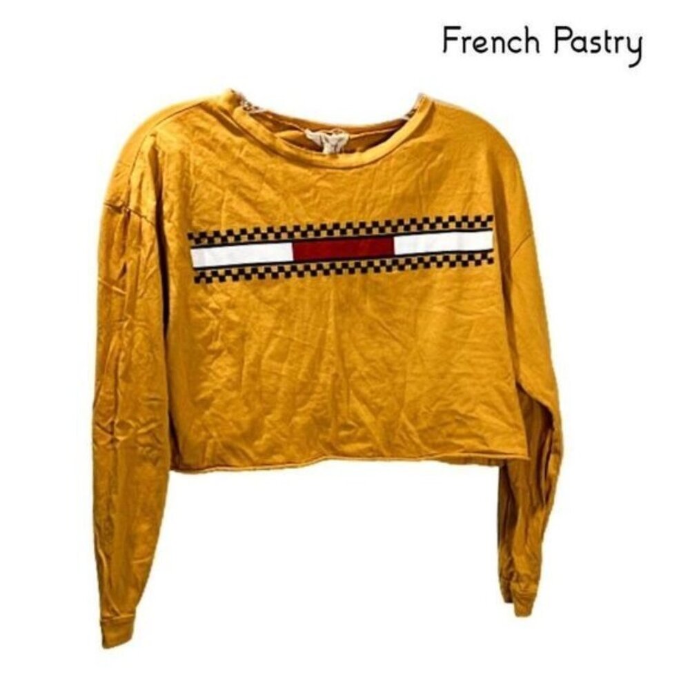 French Pastry Women Cropped Sweatshirt Long Sleeves‎ Pullover Crop Tops